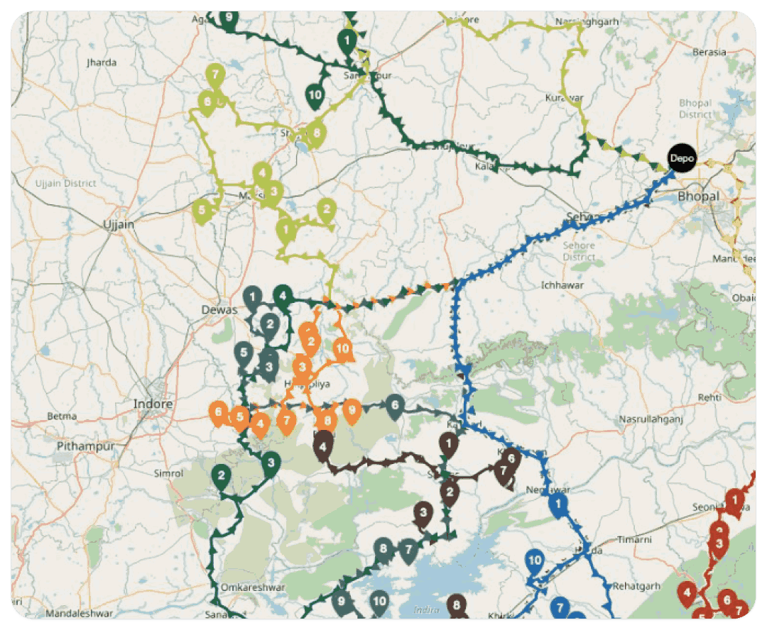 No. of drop points,Drop point geocodes,Weight,Preferred delivery slots,Available vehicles,AI